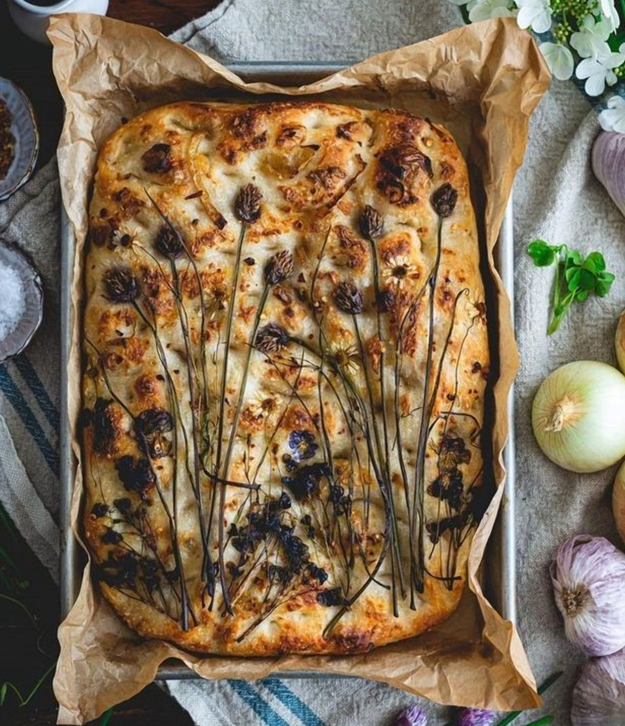 Фокачча с цветами: рецепт Фокачча с цветами: рецепт