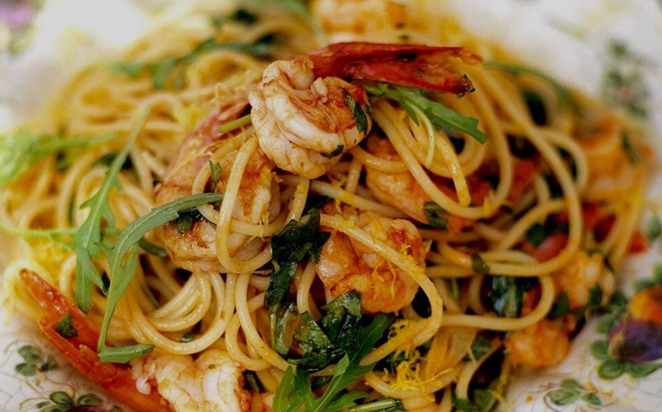Спагетти с креветками и рукколой Спагетти с креветками и рукколой