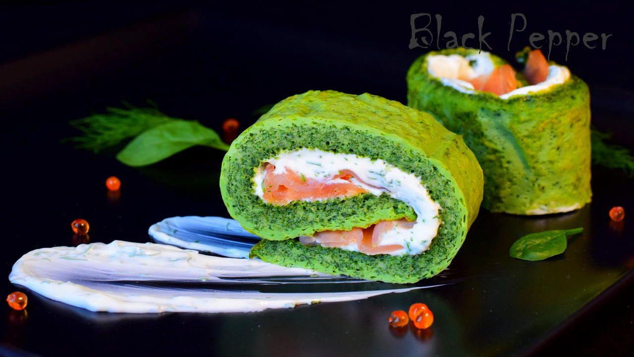 Шпинатний рулет з лососем Шпинатний рулет з лососем