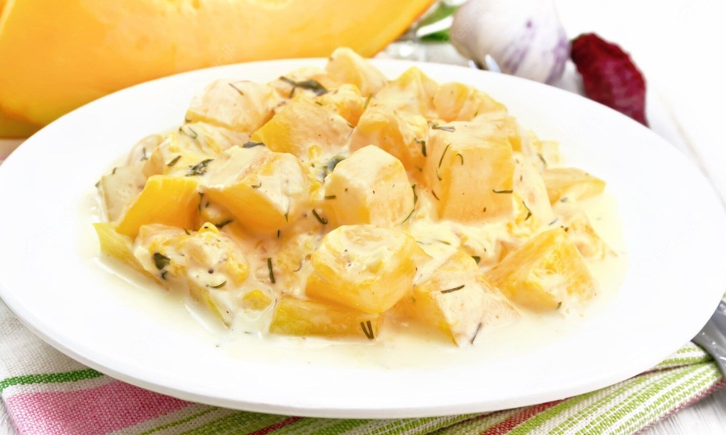 Смажений гарбуз у сметані Смажений гарбуз у сметані